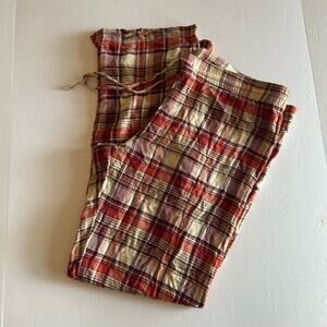 Lucky Brand Women's Red Plaid Drawstring Comfort Pajama Lounge Pants Medium